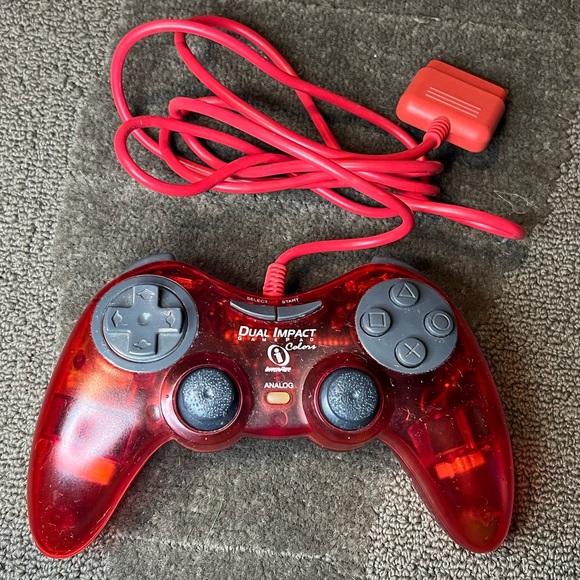 *6 for $10!* *UNTESTED* Dual Impact Colors Transparent Red PS1 Controller - Picture 1 of 14